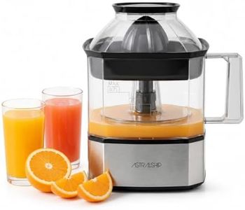Astralship Citrus Juicer Machine Electric Orange & Lemon Squeezer with Stainless Steel Base, 24oz Pitcher, Pressure-Activated, 2 Cones & Pulp Filter for Orange, Lemon, Grapefruit Juice