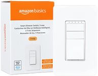 Amazon Basics 3-Way Smart Dimmer Switch, Neutral Wire Required, 2.4 Ghz WiFi, Works with Alexa, White, 2.91 x 4.65 x 1.62 inches