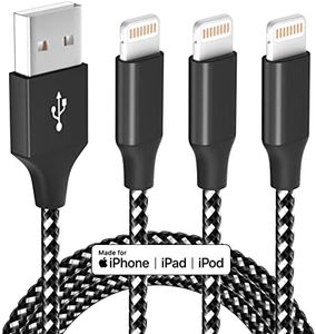 iPhone Charger Fast Charging Cord 3 Pack 10 FT Apple MFi Certified Lightning Cable Nylon Braided iPhone Charger Cord Compatible with iPhone 13 12 11 Pro Max XR XS X 8 7 6 Plus SE iPad and More