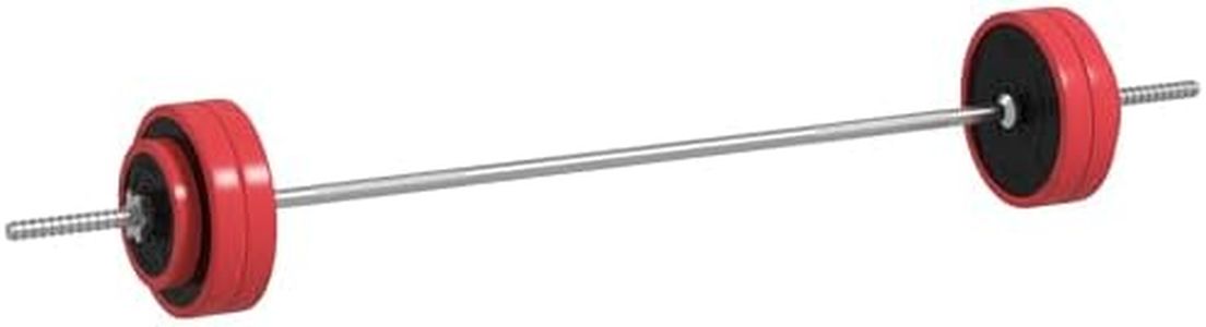 SPORTNOW Barra de Pesas 30 kg con Mancuernas Set de Musculación con 6 Discos 1,5kg 2,5kg 7kg y 1 Barra para Entrenamiento de Fuerza Levantamiento de Pesas en Hogar Gimnasio Oficina 170x26x26 cm Rojo