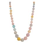 Ratnavali Jewels Designer Pink Yellow Agate Onyx Stone Beads Necklace Single Line for Women and Girls