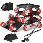 1200 lb Capacity - Heavy Duty Furniture Movers with Wheels and Moving Dolly, Includes Furniture Lifter Jacks Tool Set, Gliders, Sliders, 5 Rollers Casters Cart (Black, 5.37" x 5.37")