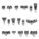 GraceAngie 160Pcs Mixed Styles Antique Tibetan Silver Bail Tube Beads with Hole, Metal Spacer Beads Hanger Fit Charm European Bracelet Pendant Necklace