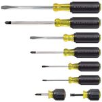 Klein Tools 85078 Screwdriver Set, All-Purpose Screwdriver Kit has 4 Phillips and 4 Flat Head Tips, Non-Slip Cushion Grip, 8-Piece