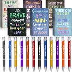 Geyee 24 Pcs Mini Motivational Pens Inspirational Notepads Bulk Appreciation Gifts Small Journals Funny Ballpoint Pen Set Prizes Men Women Office Travel Party Favors(Life)