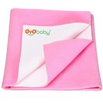 OYO BABY Quickly Dry Sheet for New Born Baby, Extra Absorbent & Anti-Piling Fleece Soft Dry Sheet, Reusable Waterproof Baby Dry Sheet for Toddler Infant, Small Size (Small - 70 cm X 50 cm), Pink