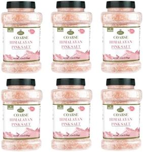 Good Tierra Himalayan Pink Salt in Jar - Coarse, 2.5 lb (6 Pack of Salt Bulk) - Ideal for Bath Salt, Table Salt Grinders, and Spice Jars