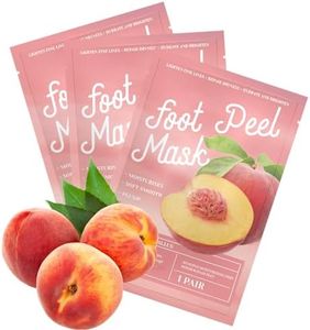 MKNZOME 3 Pairs Foot Peel Mask, Repair Cracked Heels & Remove Dry Dead Skin for Soft Baby Foot Effect, Callus Remover, Foot Exfoliating Socks for Hard Skin, Foot Treatment for Men and Women - Peach