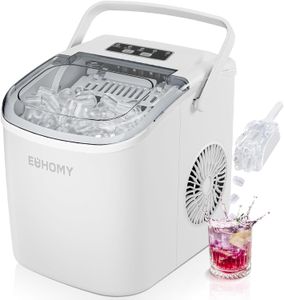 EUHOMY Countertop Ice Maker – Compact White Ice Machine