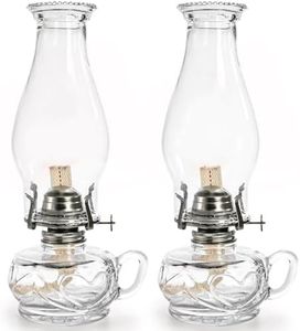ZAVOOS 2 Pieces Chamber Lamp, 12 Inch Clear Vintage Glass Lantern for Indoor Use, Classic Decorative Lamps with Handle for Dinning Room, Home Decor, Wedding Party, Halloween