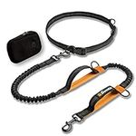 Sweetie Hands Free Dog Lead for Running - Dog Walking Belt Adjustable with Zipped Pouch & Poop Bag Holder - 4 FT Reflective Shock Absorbing Jogging Leash with 2 Handles