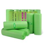 Biodegradable Bin Liners, 80 Counts 50 Litre/13Gallon Large Garbage Bags Compostable Trash Bag,Bin Bags,100% Recycled,Thick,Tough,Degradable Rubbish Bags for Food,Household,Garden(Green, 5 Rolls)