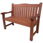 BrackenStyle Boston 2 Seat Wooden Garden Bench - 120cm Outdoor Patio Seating – Durable Hardwood Furniture Ergonomic Backrest with Arm Rests