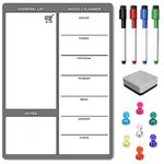 TMS Whiteboard Planner Fridge Magnet 30 x 21cm Magnetic Weekly Planner, Dry Wipe Memo Board, Daily Calendar + Shopping List for Notes, Meal Prep, Reminders or to Do List + Dry Erase Markers