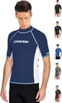 Cressi Rash Guard Man Short/SL - Men's Rash Guard Short Sleeves Made of Elastic UV Protection (UPF) 50+, Blue/White, XL/5 (54)