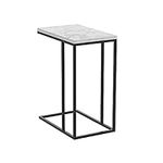Safdie & Co. C-Shaped Marble Black Metal Accent Table, Multicolor