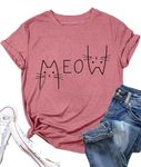 MEESHEEP Cat T Shirts for Women Cute Cat Graphic Tees Cat Lover Gift Shirt Summer Short Sleeve Tops