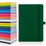 Notes London Plain Page A5 Notebook, White Unlined Blank Pages, Pen Loop, Ribbon and Paper Pocket, Medium Hardback, Note, Eco Sustainable sourced Paper (Green)