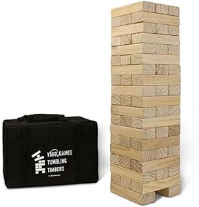 Yard Games Giant Tumbling Timbers 30 Inches Wood Stacking Indoor Outdoor Party Game with Carrying Case for Kids and Adults, Natural