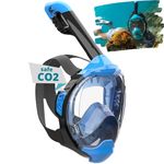 Khroom Full Face Snorkel Mask Adults / Kids ages 3+ | Certified CO2 Safe | Snorkel Mask Full Face | Alternative to Snorkel Set | Snorkelling Equipment (L/XL Blue)