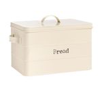 Harbour Housewares Vintage Bread Bin with Airtight Lid - Cream - Steel Industrial Breadbins Storage Caddy Bread Bins for Kitchen Loaves, Pastries, Rolls
