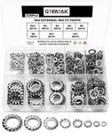 QTEATAK 320Pcs Stainless External Multi-Tooth Star Lock Washers Assortment Set-304 Stainless Steel, 8 Size (M2.5 M3 M4 M5 M6 M8 M10 M12)