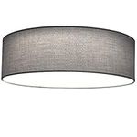 Navaris Flush Mount Ceiling Light - 15.75" Diameter Drum Lamp Shade LED Fixture for Bedroom, Living Room, Kitchen, Hallway Lighting - Light Gray