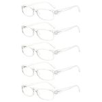 5 Pack Computer Reading Glasses Men and Women Anti Eyestrain Blue Light Blocking Glasses for Reading (5 clear, 0.75, x)