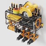 Power Tool Organzier Wall Mount - Heavy Duty Tool Storage Organizer Holder with 5 Power Drill Tools and 3 Layers Tool Rack - Metal Utility Storage Rack for Garage Home Workshop.