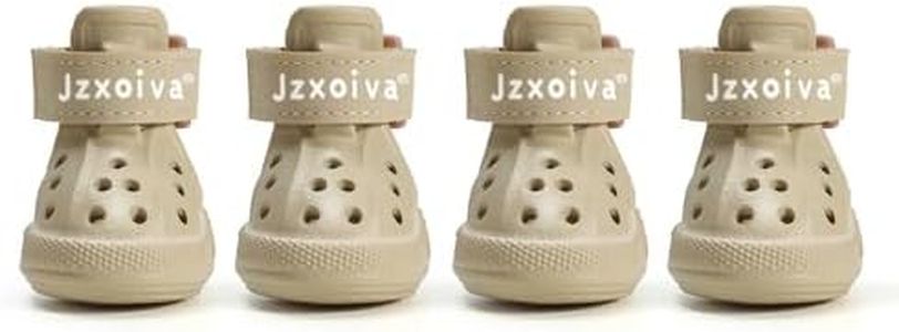 JZXOIVA Dog Shoes for Hot Pavement, Dog Booties for Medium Dogs, Breathable Dog Boots & Paw Protectors, Adjustable Non-Slip Rain Booties, Waterproof Pets Sandals for Beach Khaki Size 6