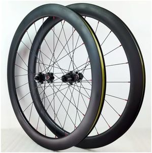 Ruedas de Bicicleta Carretera Fibra Carbono 700C, Bloqueo Central Eje Pasante Freno Disco de 38mm/50mm Rodamientos Sellados Cubo de Ruedas de Carretera 1720g for 7-12 Velocidades (Color : Thru AXLE 1