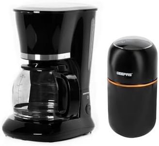 GEEPAS 1.5L Filter Coffee Machine & Coffee Grinder 80g Capacity Combo Set | 800W Coffee Maker for Instant Coffee, Espresso, Macchiato | 200W Electric Coffee Grinder for Dried Spice Nuts Herbs | Black