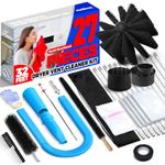 Holikme 11 Pieces Dryer Vent Cleaner Kit Dryer Cleaning Tools, Include 30 Feet Dryer Vent Brush,Omnidirectional Blue Dryer Lint Vacuum Attachment, Dryer Lint Trap Brush, Vacuum & Dryer Adapters