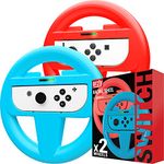 Orzly Steering Wheels for Nintendo Switch Joy-Cons, Racing Wheels for Mario Kart 8 Deluxe [Mariokart Switch Steering Wheel Joycon Controller Attachment Accessories] - Twin Pack [1 x Red & 1 x Blue]