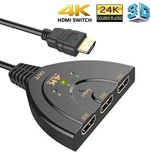 SAG HDMI Switch,3 Port 4K HDMI Switch 3x1 Switch Splitter with Cable Supports Full HD 4K 1080P 3D Player