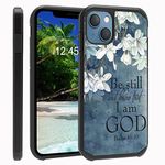 FQTBCEARI for iPhone 14 Case/iPhone 13 Case 6.1 inch, 2 in 1 Hybrid Hard PC & Soft Silicone Heavy Duty Dual Layer Shockproof Full-Body Protection Case - Quote Bible Verse Psalm 46:10