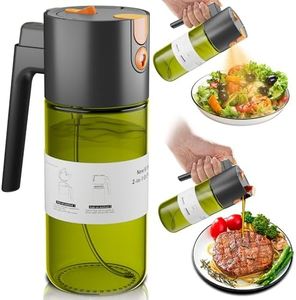 LAKUMIQI Oil Sprayer for Cooking, Glass Olive Oil Dispenser Bottle, 500ml/16oz Olive Oil Sprayer, 2 in 1 Even Spray with Portion Control for Kitchen, Air Fryer, BBQ, Baking, Thanksgiving & Halloween