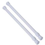 Zipglo 2pcs White Tension Rods 16 to 28 Inch, No Slip Tension Curtain Rod Adjustable Small Curtain Rod, Spring Kitchen Curtain Rods, Expandable No Drilling