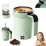 HIULLEN Self Stirring Mug, 380ml Rechargeable Auto Magnetic Mug with LED Temperature Display, Automatic Mixing Cup with Whisk and Detachable Base for Milk Coffee Protein for Office, School, Gym, Home