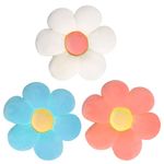 Flower Shaped Throw Pillow, 3 Pack Daisy Floor Pillows Butt Cushions, Aesthetic Flower Plush Pillow, Cute Decorative Seating Pads for Home Décor Bedroom Sofa Chair Couch - 15 Inch (White+Blue+Pink)
