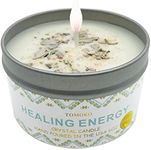 White Sage Candle, Sage Leaf, Himalayan Crystal Salt & Essential Oil, Healing Energy, Crystal Candle