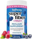 Bellway Super Fiber Powder + Fruit, Sugar Free Organic Psyllium Husk Powder Fiber Supplement for Regularity, Bloating Relief & Gut Health, Non-GMO, Plant-Based, Mixed Berry (50 Servings)