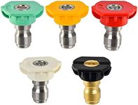 DERASL Pressure Washer Spray Nozzle Tip, 1/4 Quick Connect, Multi Angle, Soap and Flushing Jet Nozzle Kit (5 pcs)