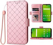 Elisorli Compatible with Cricket Dream 5G/Innovate 5G/AT&T Radiant Max 5G/Fusion 5G Wallet Case Wrist Strap Lanyard and Leather Flip Card Holder Stand Cell Phone Cover for ATT G5 6.82 Women Men Pink