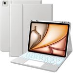 Vobafe Case with Keyboard for iPad Air 13 Inch 2026 M4/2025 M3/2024 M2, iPad Pro 12.9 (3.4.5.6.G), QWERTY Keyboard Multi-Touch Trackpad, 7-Color Backlight, Easy to Clean, with Pencil Holder, LightGrey