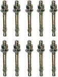 M8 x 100mm Through Bolt Wall Anchor Bolts - 10 Pack