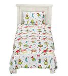 Franco Grinch by Dr. Seuss Holiday & Christmas Bedding Super Soft 100% Cotton Flannel Sheet Set, 3 pcs, Twin, (Official Dr. Seuss Product)