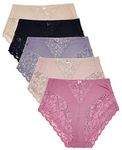 Barbra Lingerie 5 Pack Plus Size Underwear Women Light Control Full Cover Lace Briefs Panties (3XL)