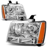 Chevy Tahoe / Avalanche / Suburban 1500 2500 Pair of Headlight (Chrome Housing Amber Corner) 3rd gen 10th gen