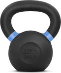 Yes4All Powder Coated Kettlebell Weights with Wide Handles & Flat Bottoms – 12kg/26lbs Cast Iron Kettlebells for Strength, Conditioning & Cross-Training